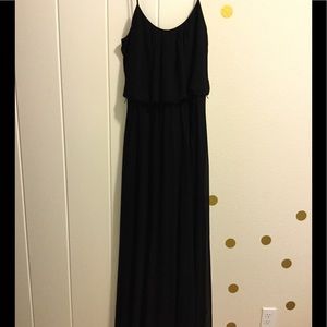 Pleated black maxi dress